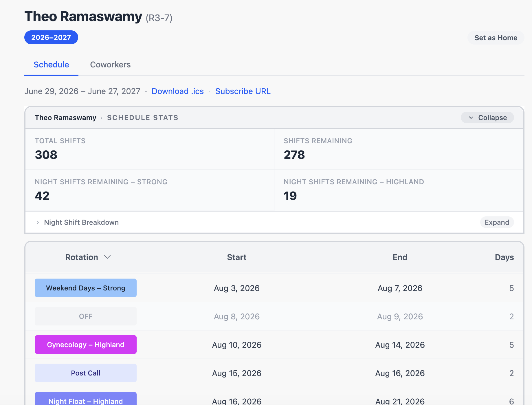 Individual Resident Page